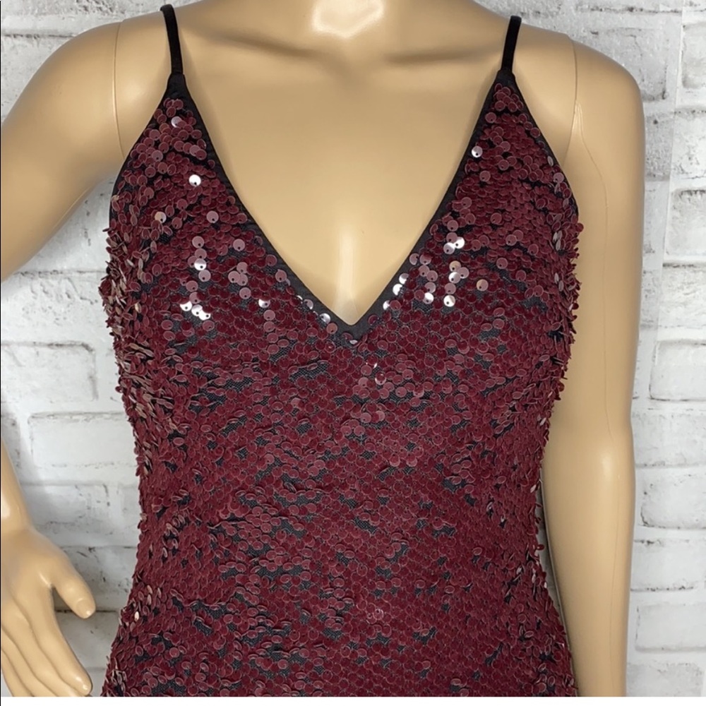 Dress the Population Vanessa Velvet Gown in Maroon - Picture 8 of 11